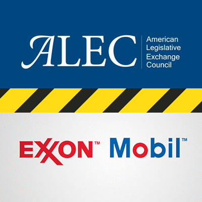 American Legislative Exchange Council and Exxon Mobil logos