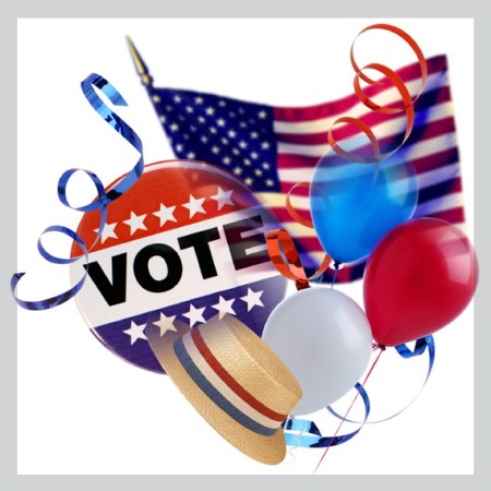 vote button along with other patriotic symbols