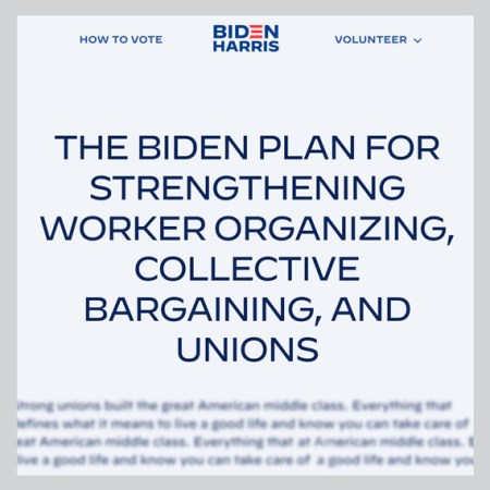 biden-harris website intro of platform on labor