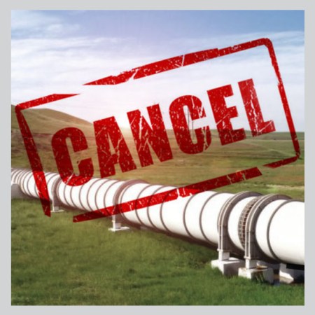 cancel stamp over pipeline photo