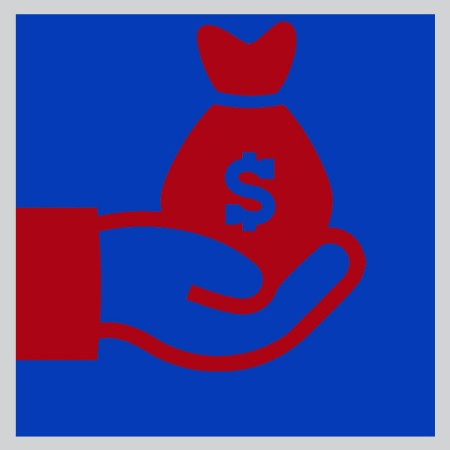 Graphic of outstretched hand accepting money