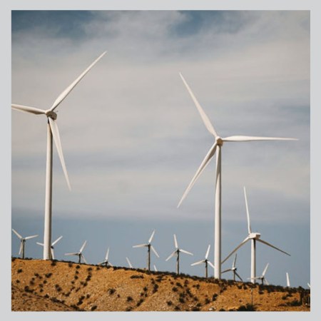wind turbines on a hill