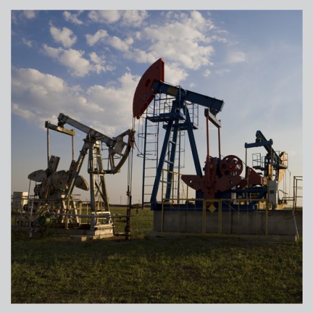 Photo of oil rigs in a field