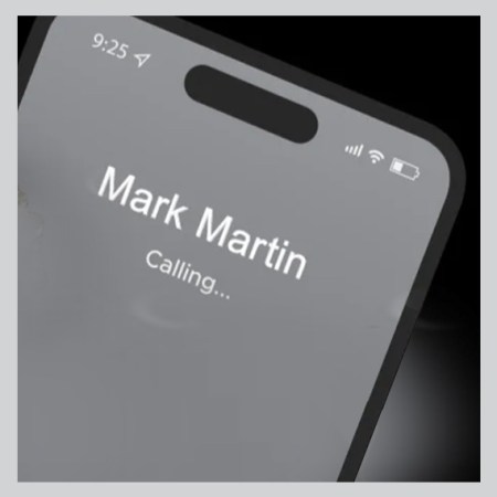 i-phone showing call from Mark Martin